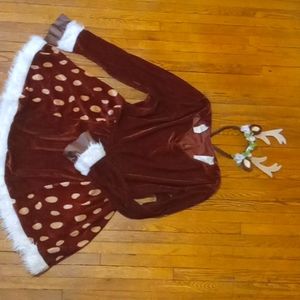 Girls/Tween Deer costume dress with floral antlers headband